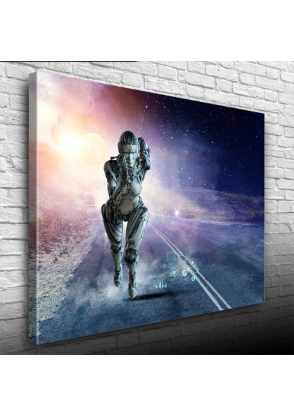 Futuristik , Insansı Robot , Mavi Tonlar Kanvas Tablo 50 x 70 modelleri