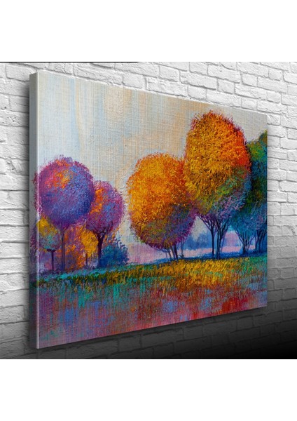 Günbatımı Sazlıklar ve Ağaçlar Yağlıboya Kanvas Tablo 50 x 70