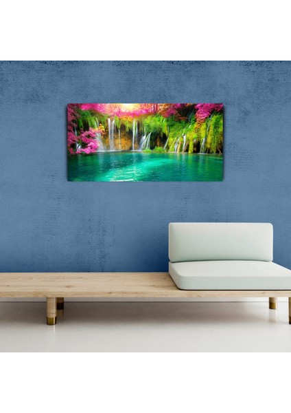 Şelale ve Göl Resmi Kanvas Tablo 60 x 120 modelleri
