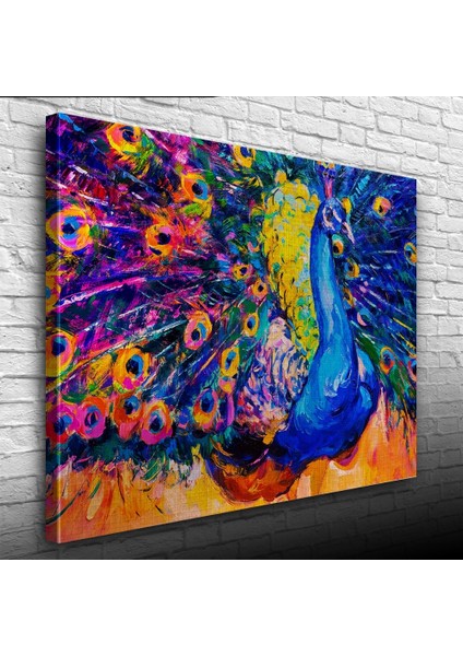 Mavi Renkli Tavus Kuşu Yağlıboya Kanvas Tablo 50 x 70 modelleri