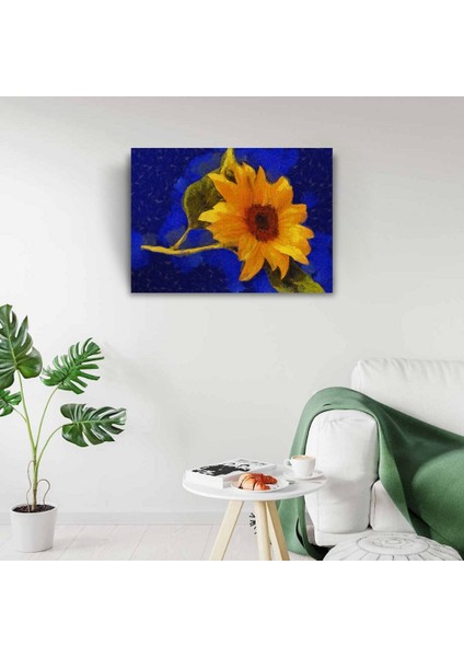 Mavi Zeminde Sarı Çiçek Kanvas Tablo 50 x 70 fiyatları