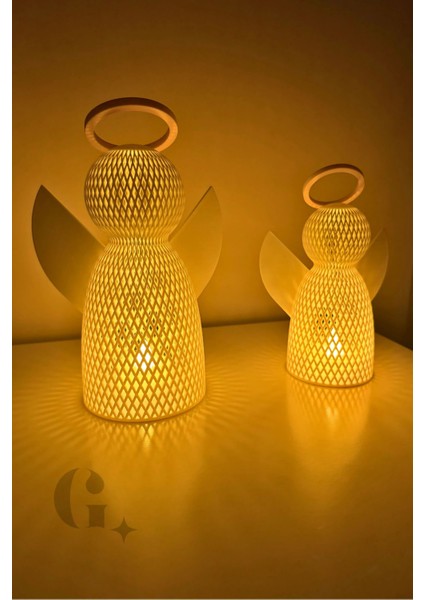Ikili Koruyucu Melek Figürü LED Mumlar ile Birlikte
