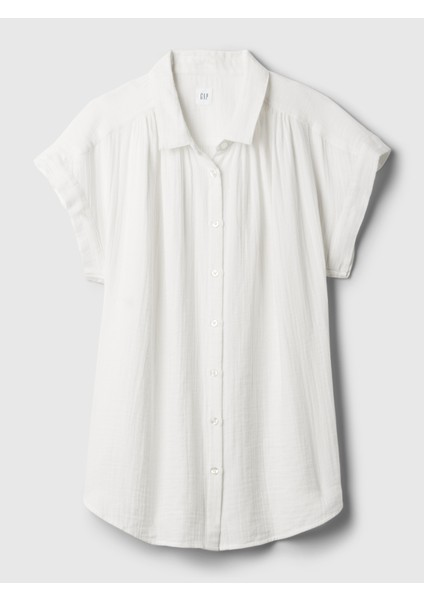 Kadın Kırık Beyaz Crinkle Gauze Gömlek fiyatları