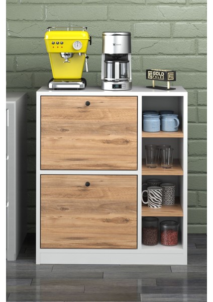 Kahve Köşesi Mutfak Rafı Çok Amaçlı Dolap Mutfak Stand Mutfak Bango Beyaz Atlantik Çam fiyatları