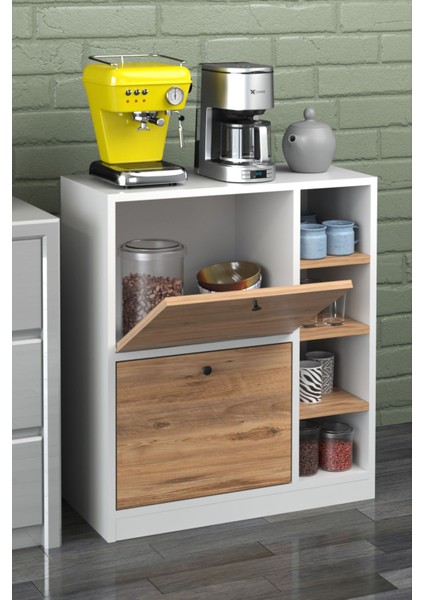 Kahve Köşesi Mutfak Rafı Çok Amaçlı Dolap Mutfak Stand Mutfak Bango Beyaz Atlantik Çam modelleri