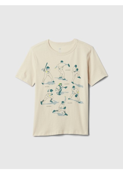 Erkek Çocuk Bej Grafikli T-Shirt