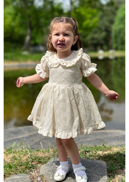 Kız Bebek Elbise Kız Çocuk Elbise Doğum Günü Parti Düğün Elbise Dantelli Kısa Kol astarlı elbise indirimleri