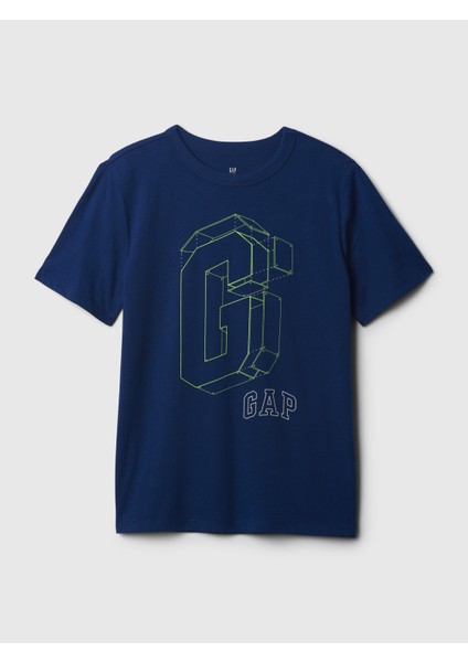 Erkek Çocuk Lacivert Gap Logo Grafikli T-Shirt