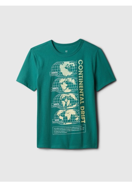 Erkek Çocuk Yeşil Grafikli T-Shirt