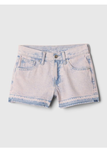Kız Çocuk Pembe Düşük Bel Denim Şort
