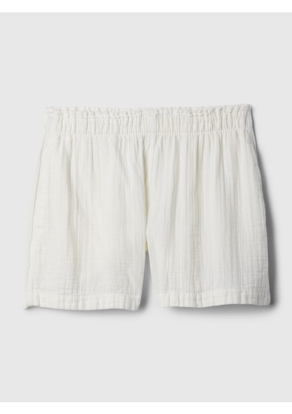 Kadın Kırık Beyaz Crinkle Gauze Pull-On Şort