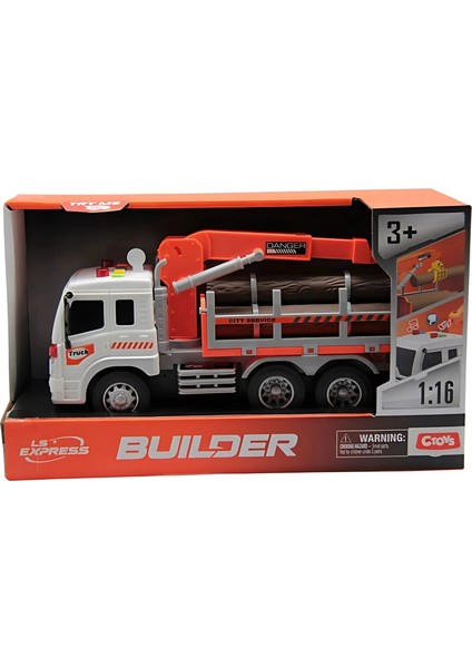 Ctoys Sesli Işıklı Kütük Taşıyıcı Vinç Kamyon WY300F