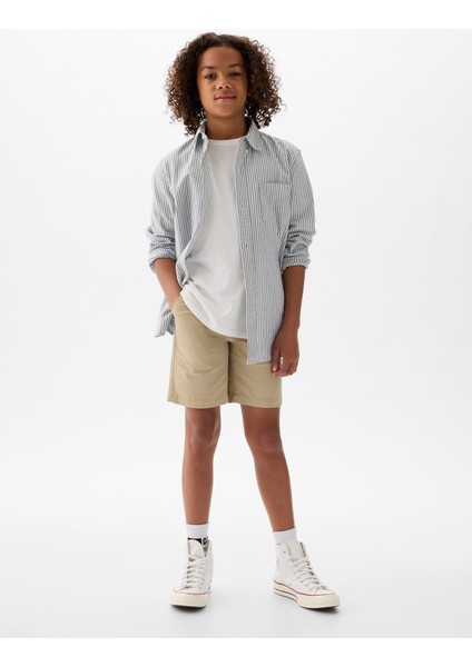 Erkek Çocuk Bej Cepli Uniform Bermuda Washwell™ Şort