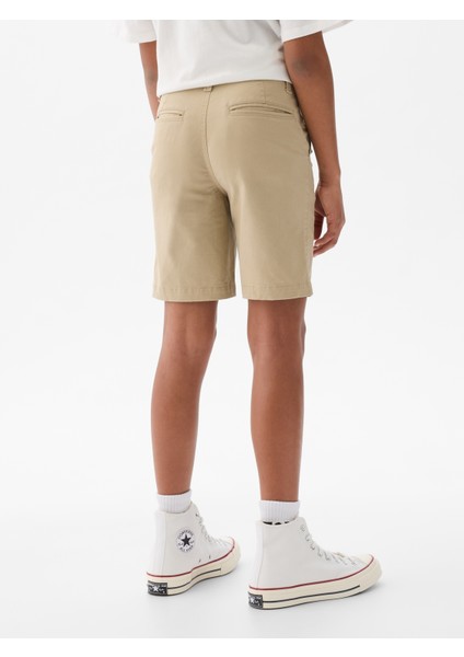 Erkek Çocuk Bej Cepli Uniform Bermuda Washwell™ Şort