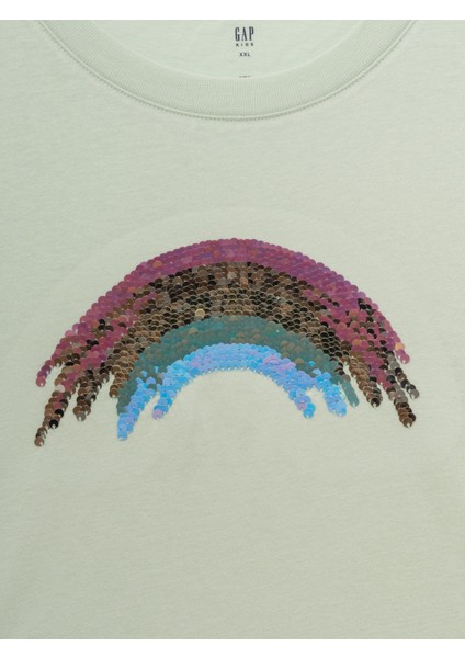 Kız Çocuk Yeşil Pullu Flippy Grafikli T-Shirt