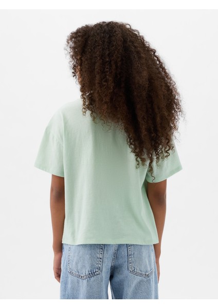 Kız Çocuk Yeşil Pullu Flippy Grafikli T-Shirt