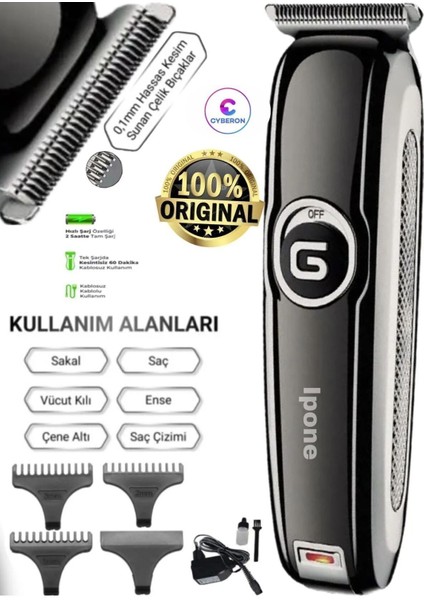 UltraNova Gri Şarjlı Tıraş Makinesi, Islak ve Kuru Kullanım, Sakal ve Vücut Bakımı