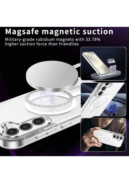 Samsung Galaxy A36 Kılıf Magsafe Wireless Kablosuz Şarj Destekli Sert Şeffaf Darbe Emici Kapak