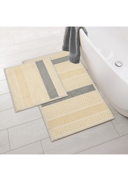 Soft Frodo Natürel 2'li Banyo Paspası - Antrasit - 60X100 cm + 50X60 cm fiyatları