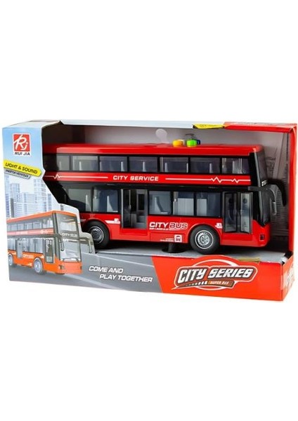 Kırmızı Çift Katlı Sesli Işıklı Sürtmeli Otobüs RJ5504