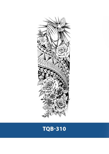 TQB-310 Güvercin ve Gül Desen Geçici Kol Dövmesi-Tatto