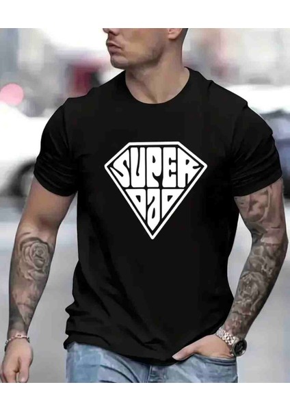 Super Dad Baskılı Özel Tasarım Oversize Tshirt