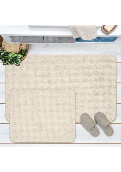 Soft Artos 2'li Banyo Paspası - Beyaz - 60X100 cm + 50X60 cm