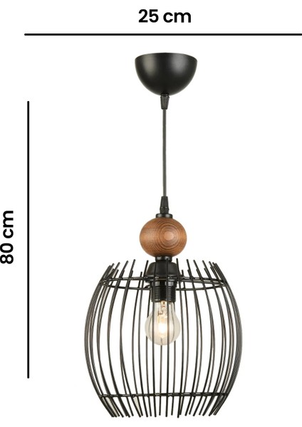 Fiorenze Metal Sarkıt - Siyah - 80 cm