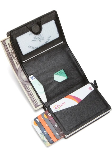 Rfid Özellikli Mekanizmalı Cüzdan Kartlık -Suni Deri fırsatları