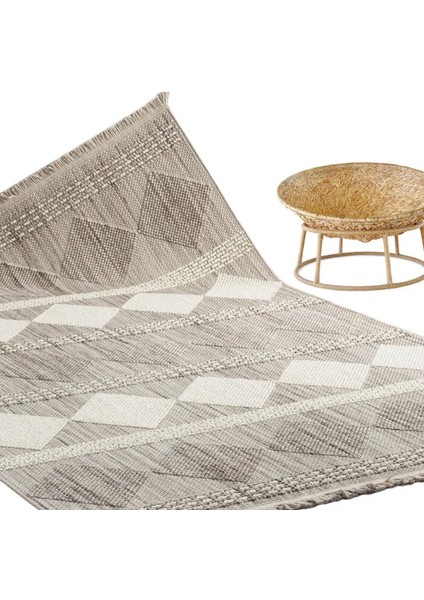 Agra Cyan Modern Iskandinav Desenli Halı - Gri - 160x230 Cm