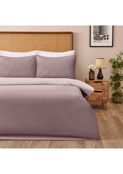 Soft Çift Renkli Çift Kişilik Nevresim Takımı - Bej / Taş