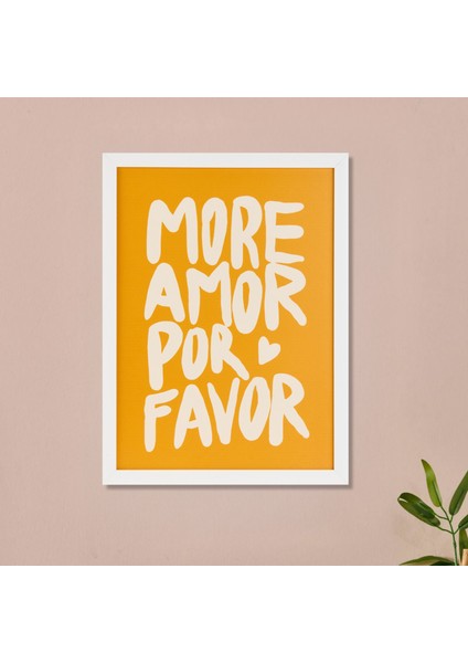 Deco More Amor Por Favor Pano - Sarı - 30X40 cm