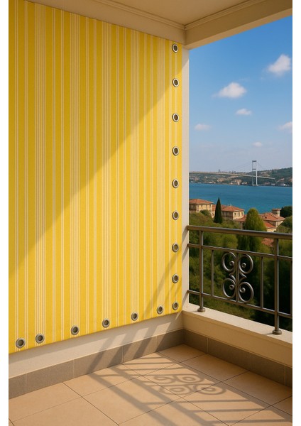 Balkon Perdesi Kuş Gözü Ölçü Seçenekli Sarı Ince