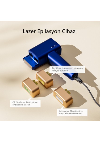 Lazer Epilasyon Cihazı 3 Başlık Beş Yüz Bin Atım Akıllı Cilt Tanıma Ultra Seri Atım Soğuk Vücut Yüz Bikini Bay&bayan Ipl Cihazı + Takma Tırnak 10'lu Hediye