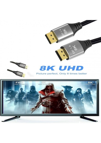 3 Metre 8k Displayport Kablo 1.4 Versiyon 8k Displayport Kablo 3 Metre
