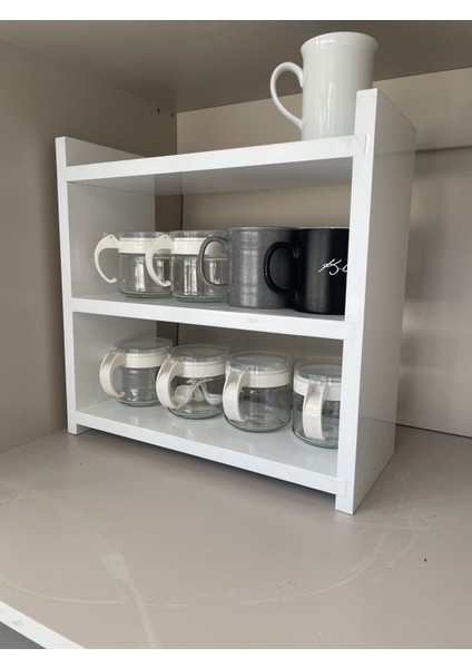 Mutfak Rafı Tezgah Üstü 3 Bölmeli Baharatlık Kavanoz Rafı Hg Parlak Beyaz Mdf fırsatları