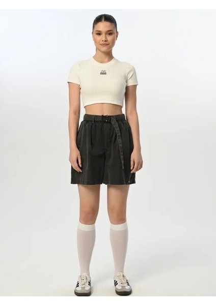 Kız Çocuk Kemerli Yüksek Bel Şort