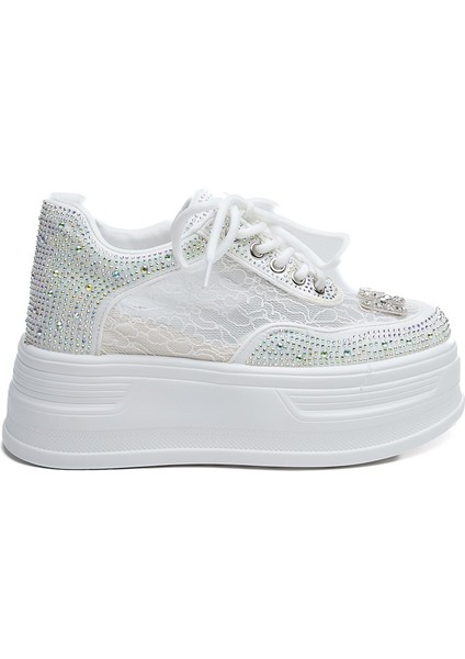 Yüksek Taban Taşlı Kadın Sneaker