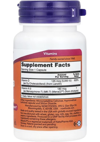 Foods Mega D-3 K2 Vitamin & Mk-7 5000 IU 180 Mcg 60 Caps fiyatları