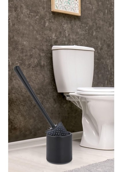 Wc Tuvalet Banyo Fırçası Klozet Fırçası Oval Siyah