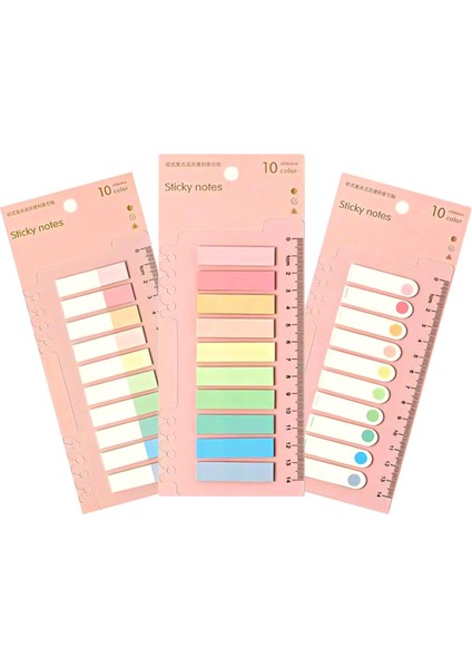 Sticky Notes Şeffaf Renkli Yapışkan Not Kağıtları Defter Yer Imleri Etiket Ayraç 3'lü Set (Vanilya)