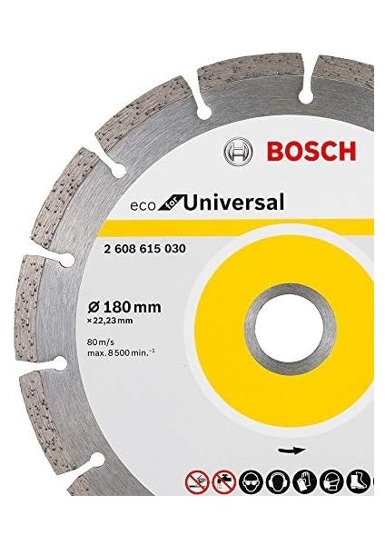 Professional Accessories Eco For Universal Segmanlı Elmas Kesme Diski 180 * 22,23 Mm-Kilit Somunlu Geniş Avuç Taşlama Makineleri Için