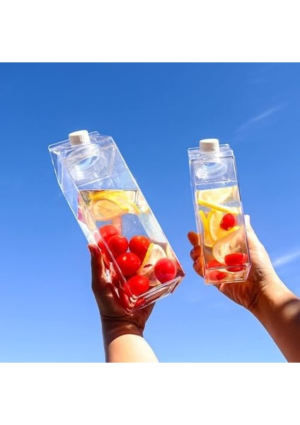 Süt Kutu Tasarımlı Su Kahve Içecek Şişesi | Cam Değildir | Kahve ve Sunum Bardağı ve Matarası 500-600ML
