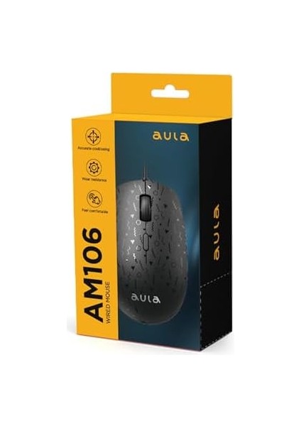 AM106 1000-1600-2000 Dpı USB Kablolu Optik Mouse, Siyah
