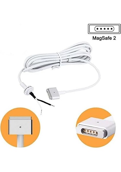 Plus Px-Mac2 Apple Macbook A1425 A1435 A1465 A1502 Için 5 Pin T Stili Magsafe 2 Güç Adaptörü Kablosu, Uzunluk: 1, 8 M