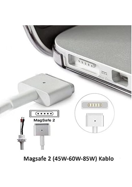 Plus Px-Mac2 Apple Macbook A1425 A1435 A1465 A1502 Için 5 Pin T Stili Magsafe 2 Güç Adaptörü Kablosu, Uzunluk: 1, 8 M
