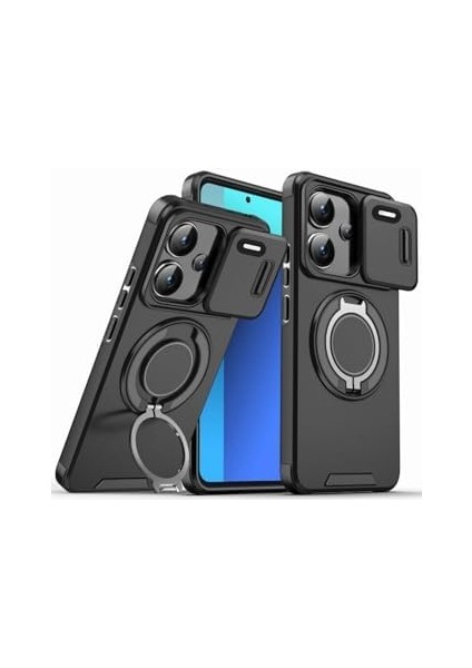 Trend Xiaomi Redmi Note 13 Pro Plus Için Magsafe ile Uyumlu Kılıf Kamera Korumalı Sürgülü 360 Derece Dönebilen Stand Darbelere Karşı Dayanıklı Renkli Tank Kapak