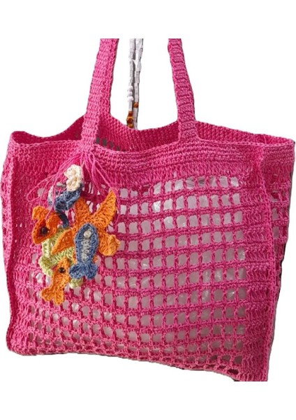 El Yapımı Fuşya Büyük Boy Plaj Çantası fiyatları