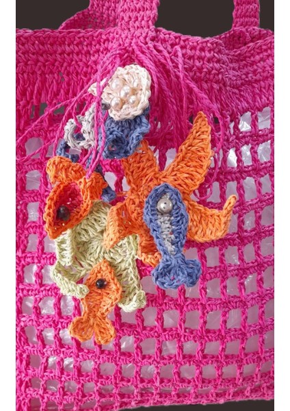 El Yapımı Fuşya Büyük Boy Plaj Çantası modelleri