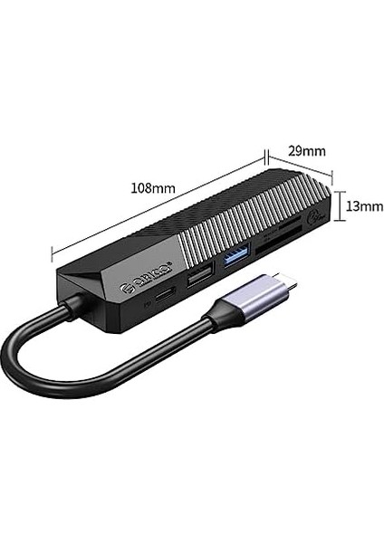 Type-C Bağlantılı PD55W 2 USB Portlu HDMI Type-C Tf/sd Docking Station Siyah